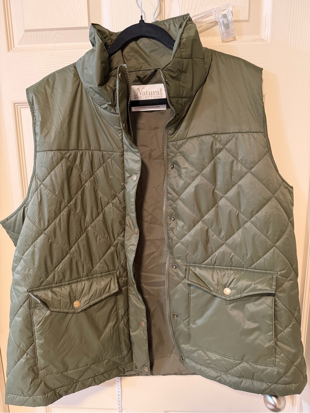 Natural Reflections Quilted Olive Green Puffer Vest